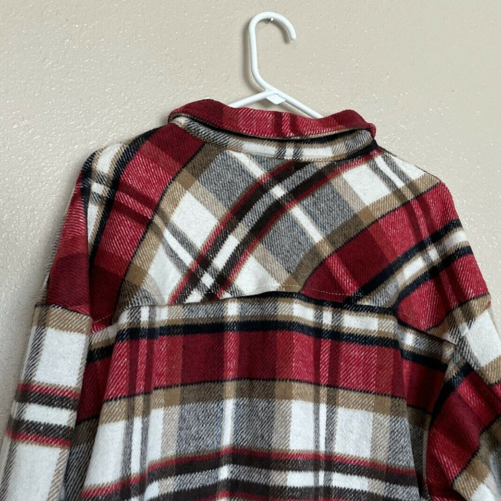 C+D+M Womens Oversized Plaid Button Front Shirt Jacket XL NWT - Picture 6 of 9